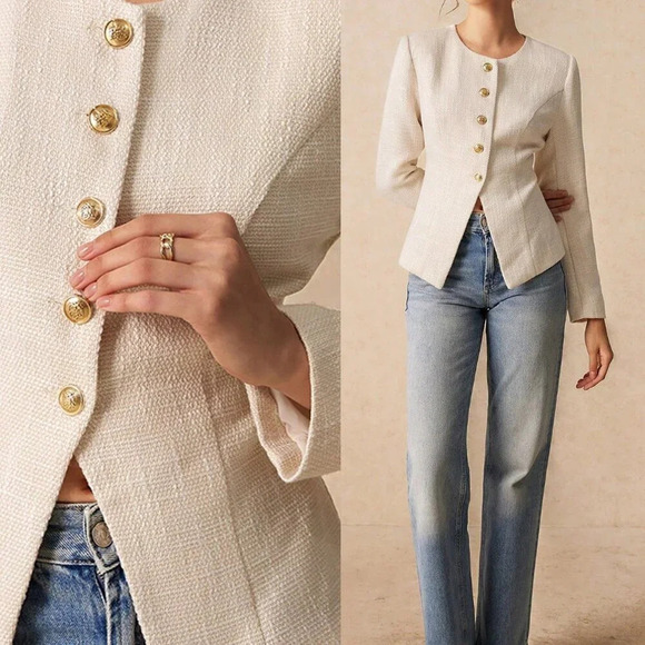 Apricot Casual Women's Elegant Wool Coat With Front Button Closure - Picture 1 of 7